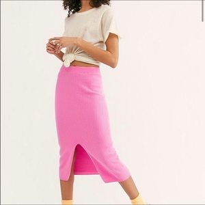 Free People Ribbed Midi Skirt